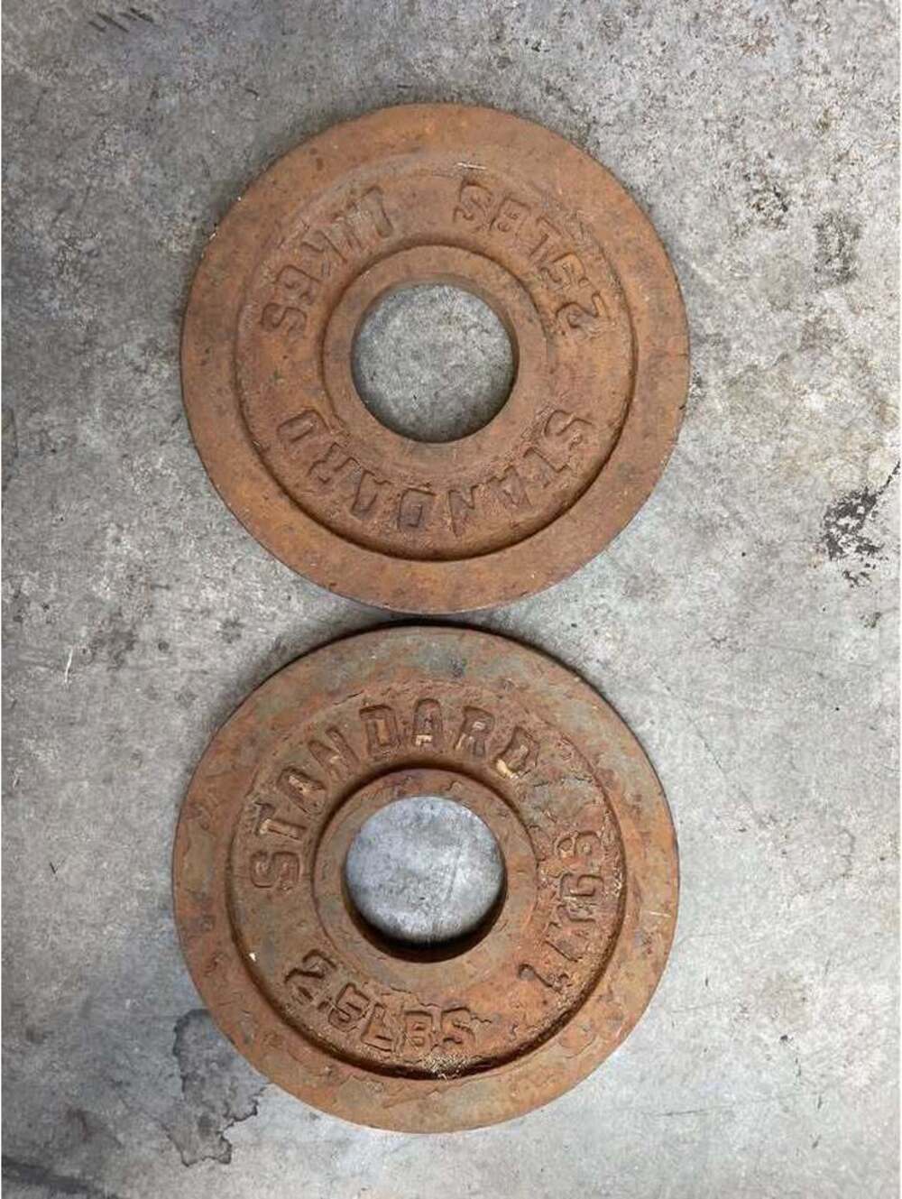Vintage Standard 2.5 LB 1.1 KG Cast Iron Weight Plates Pair